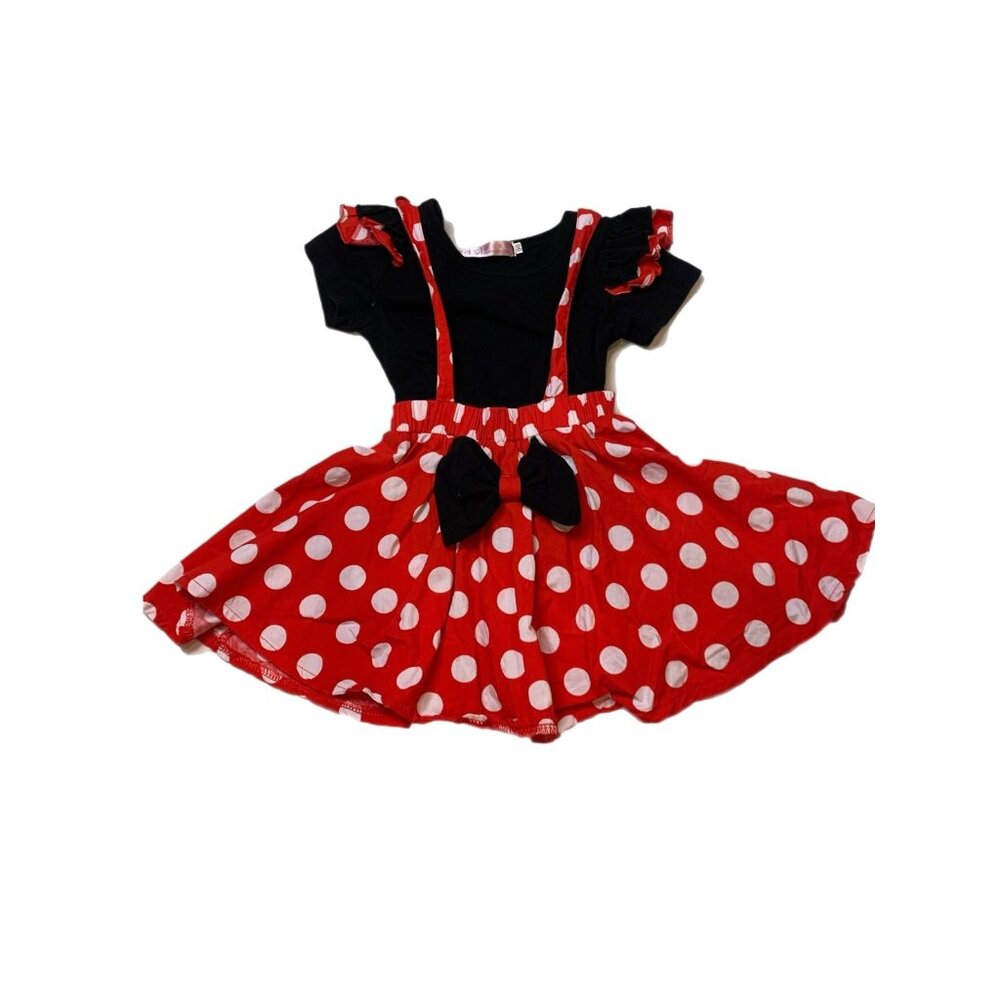 Boutique Girls Red Black While Polka Dot Minnie Mouse Shirt Skirt Set 2T